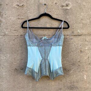 pastel blue lace busier lingerie tank top